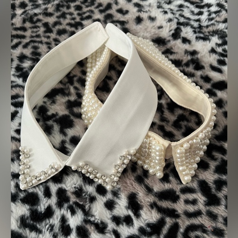 Bundle of 2 Faux Pearls and Rhinestones faux collars, NWOT, never worn